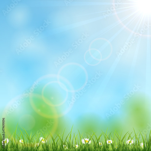 Nature background with sun