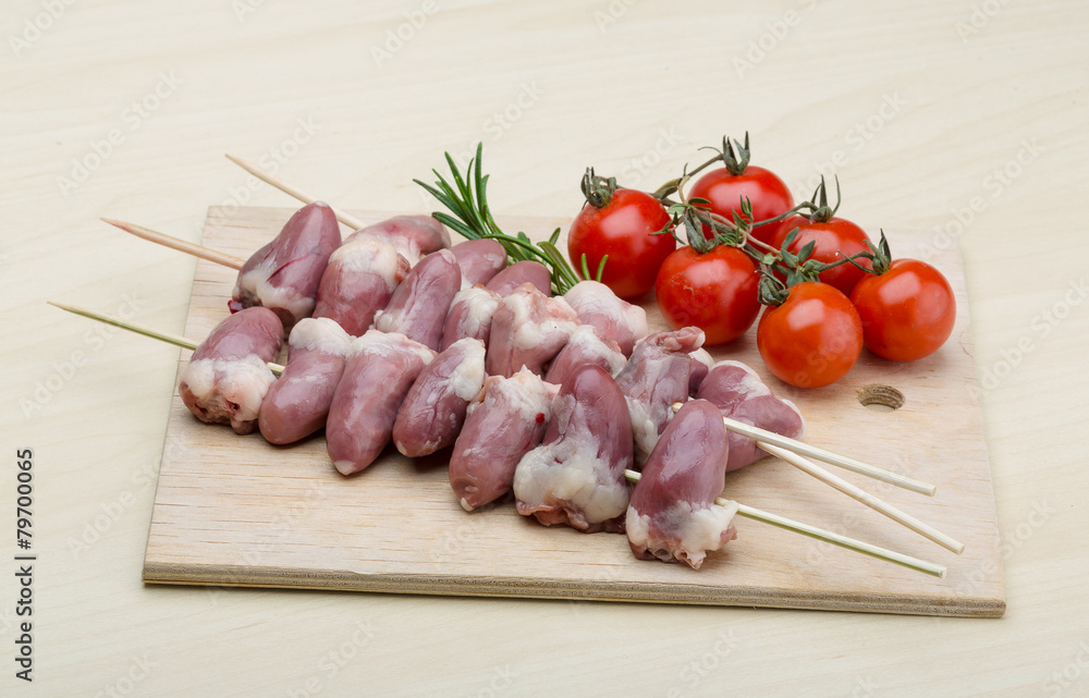 Raw chicken hearts for barbecue Raw chicken hearts for barbecue