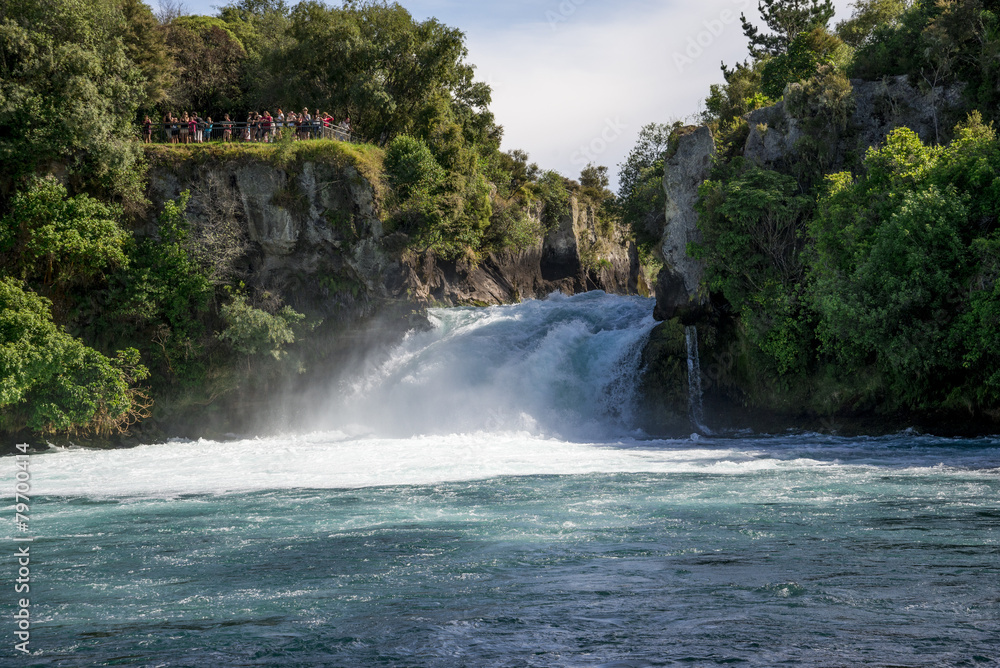 A view of Huka Falls from a river cruise boat, Waikato river