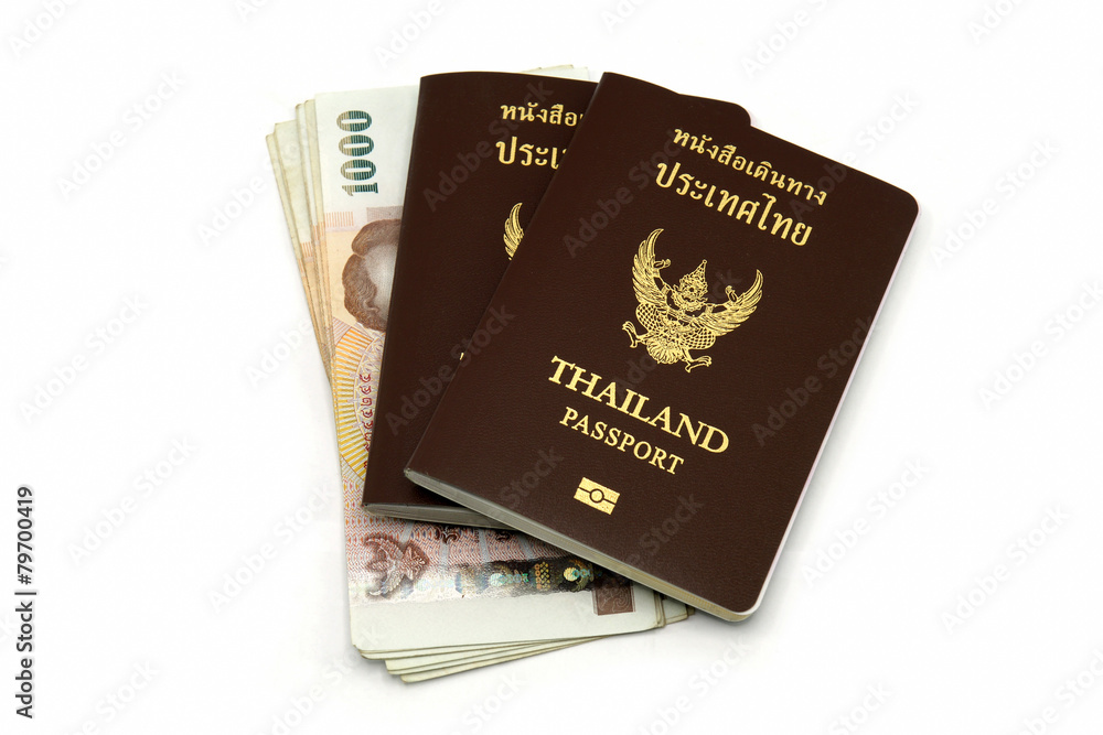 Thailand passport and Thai money Thailand passport and Thai money