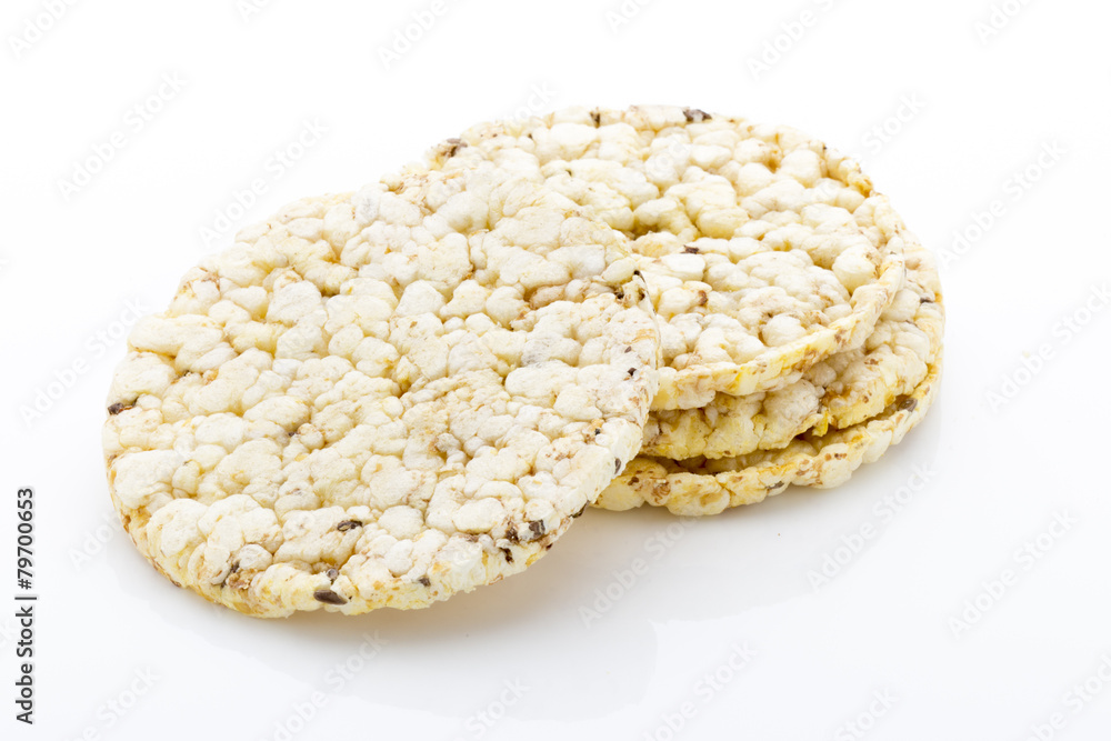 Corn crackers on the isolated white background. Corn crackers on the isolated white background.