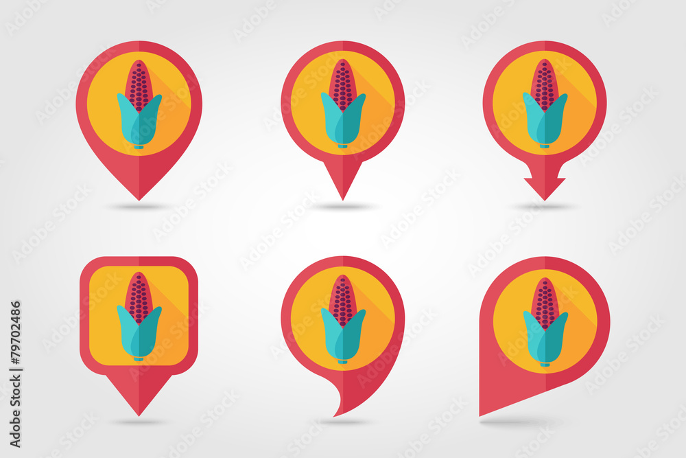 Corn flat icon with long shadow Corn flat icon with long shadow