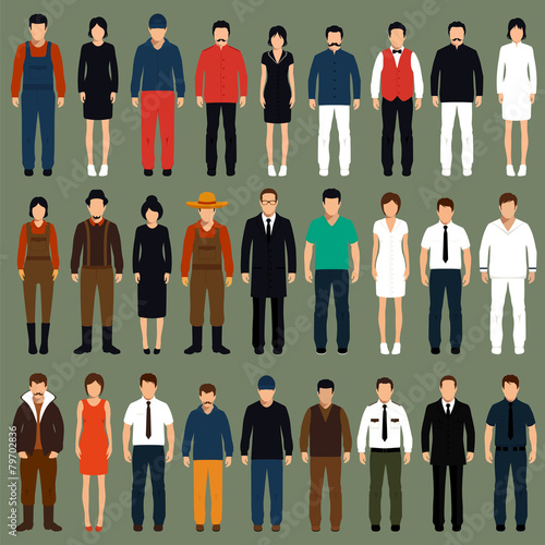 vector cartoon people, man, woman flat characters