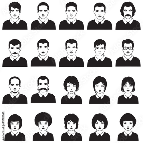 vector flat people face, avatar icon, cartoon character