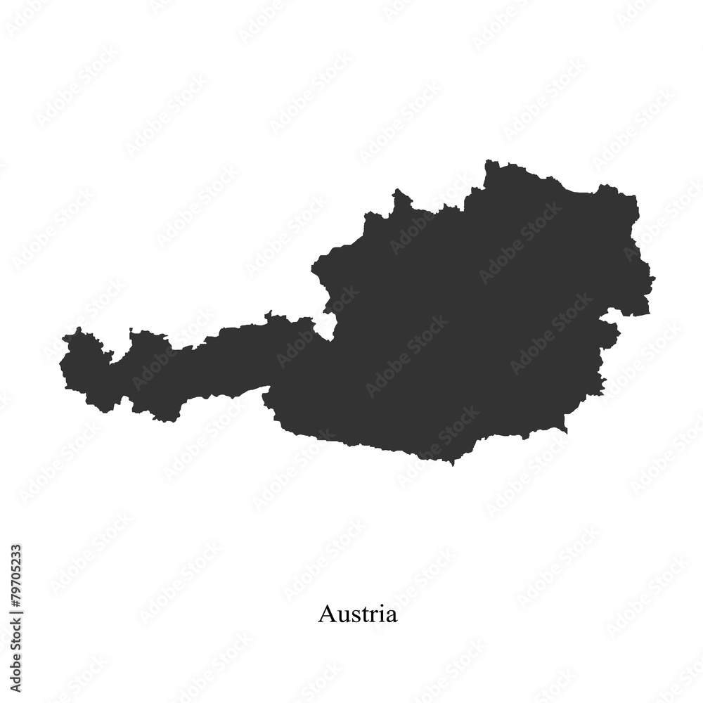 Black map of Austria for your design