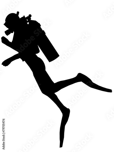 Silhueta de mergulhador a nadar