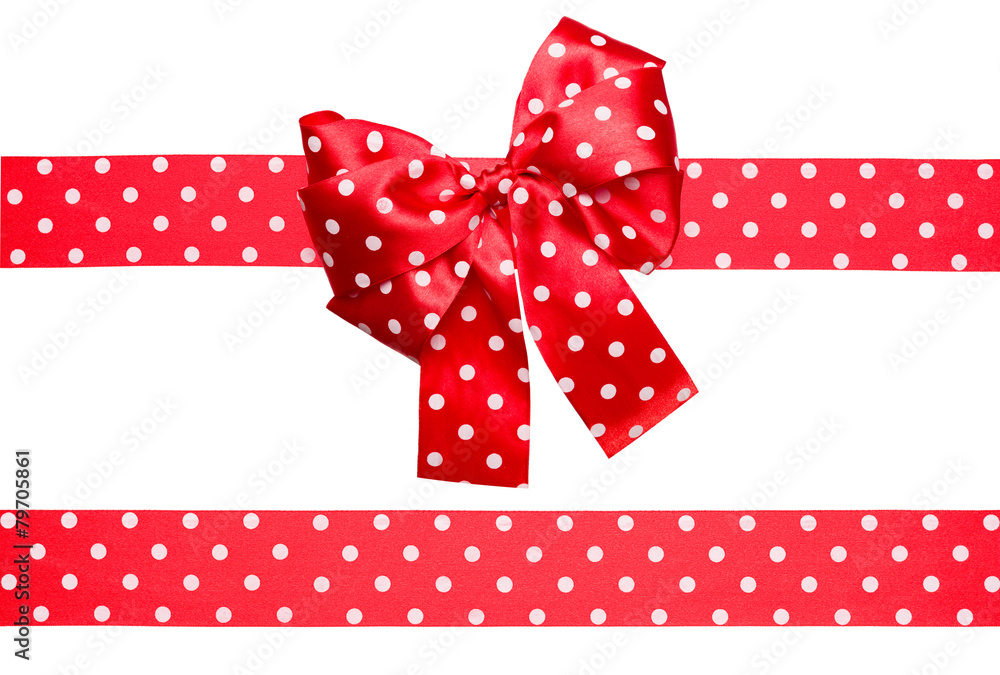 red bow and ribbon with white polka dots made from silk red bow and ribbon with white polka dots made from silk