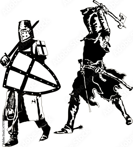 Two knights Templar Vector