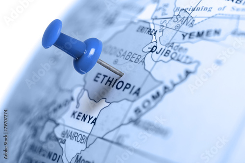 Location Ethiopia. Blue pin on the map.