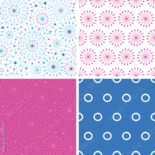 Vector blue abstract line art circles set of four matching