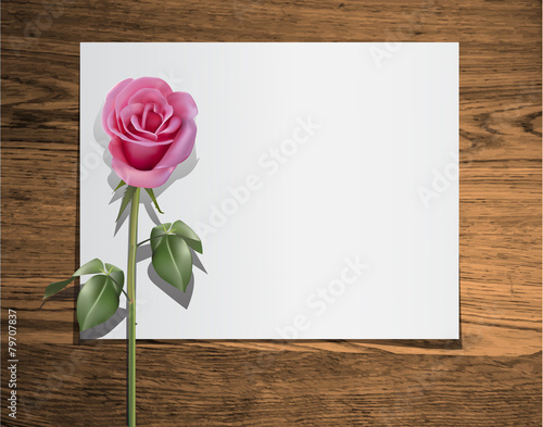 clear blank on wood texture with rose