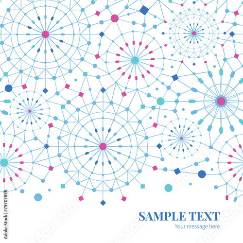 Vector blue abstract line art circles horizontal border card