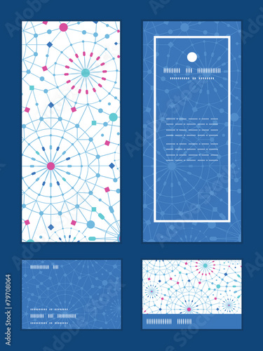 Vector blue abstract line art circles vertical frame pattern