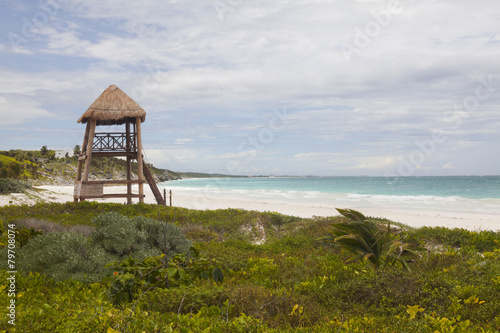 Beautiful Caribbean coast in Tulum Mexico