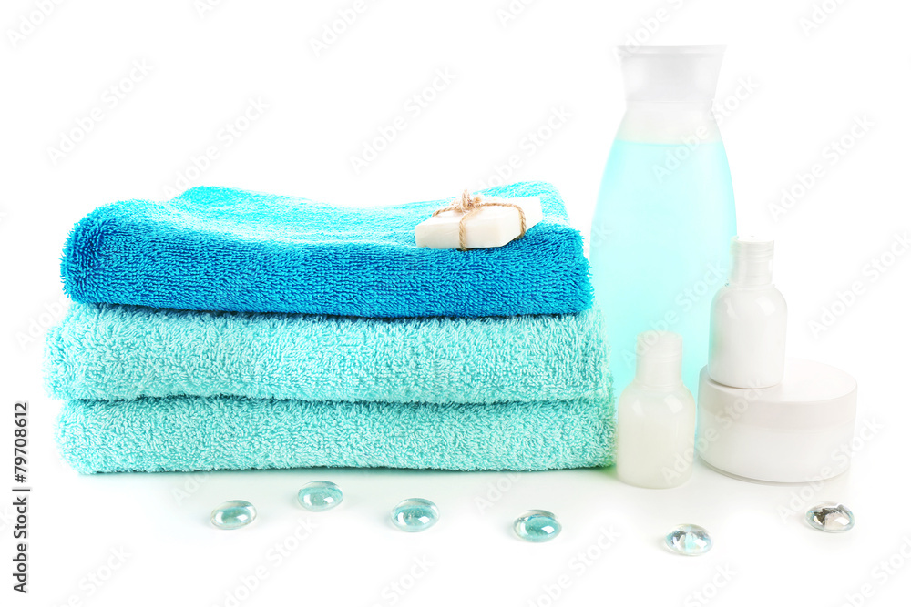 Still life with terry towels isolated on white Still life with terry towels isolated on white