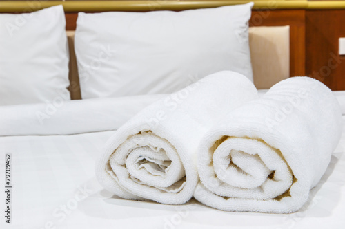 Towels on the bed