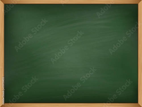 Empty green chalkboard with wooden frame. Template
