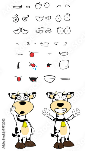 cow cartoon expressions set2