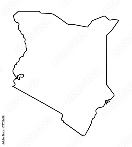 black abstract outline of Kenya map