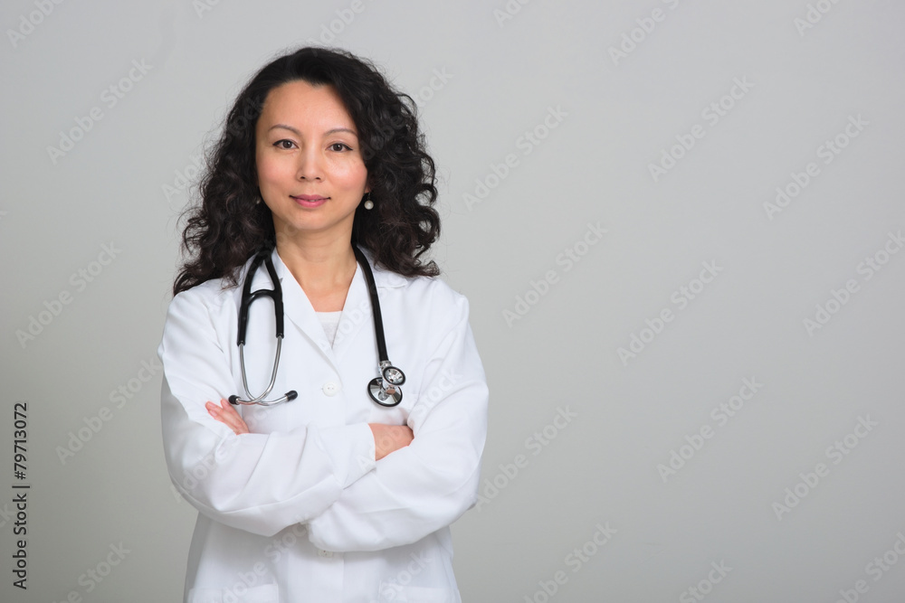 Asian female doctor with stethoscope Asian female doctor with stethoscope
