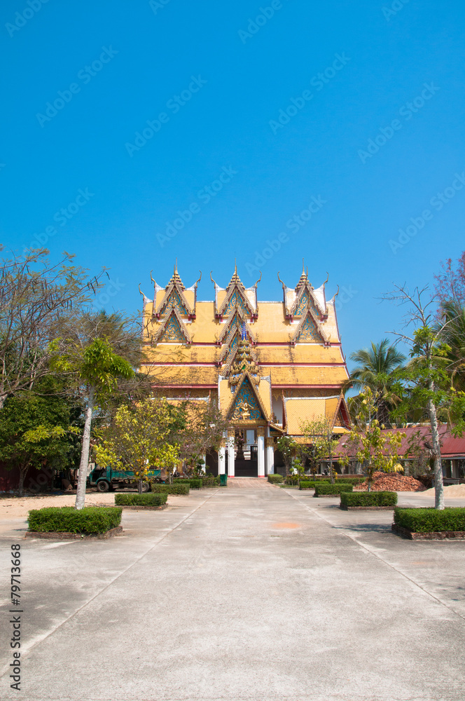 One of the impressive buildings of Wat Wang Wiwekaram in Sangkhl