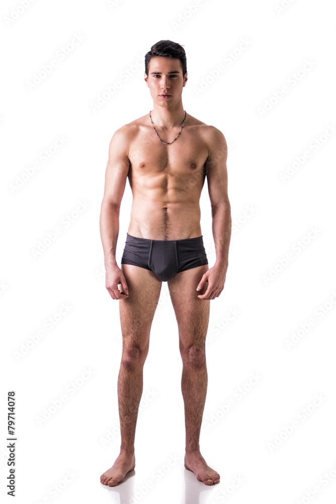 Full figure of fit young man in underwear isolated on white Full figure of fit young man in underwear isolated on white