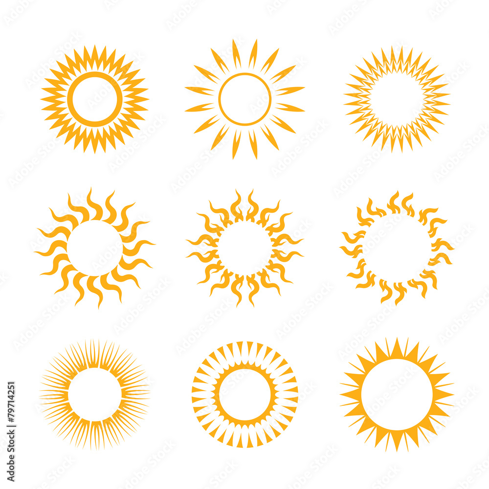 vector yellow symbols of sun vector yellow symbols of sun