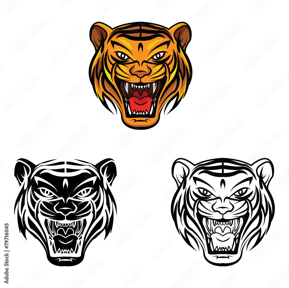 Coloring book Tiger Face cartoon character