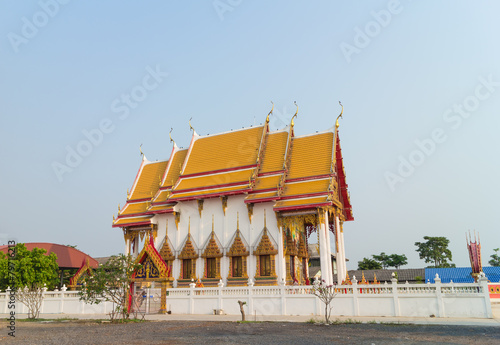 Temple with sky background at Wat Si Samoson photo