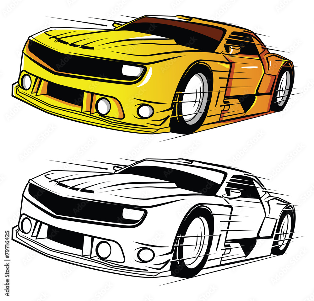 Coloring book Super Car cartoon character Stock Vector | Adobe Stock