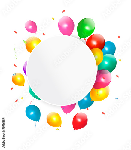 Happy birthday gift card with baloons. Vector.