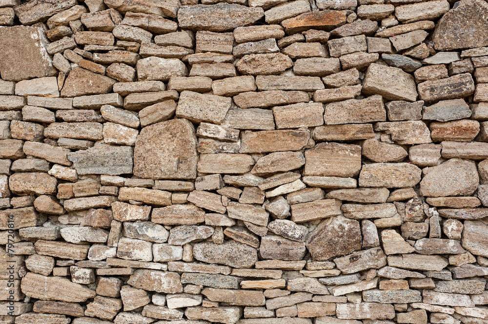 Decorative old look rough surface rubble stone wall varied pattern texture background image