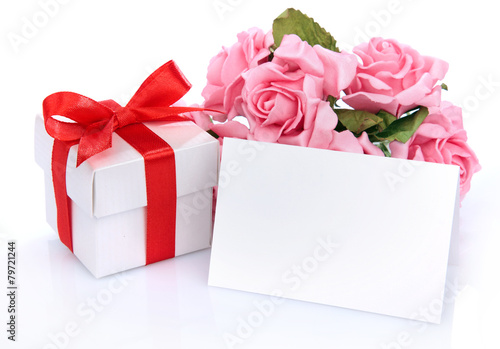 blank card with flowers and gift © serkucher