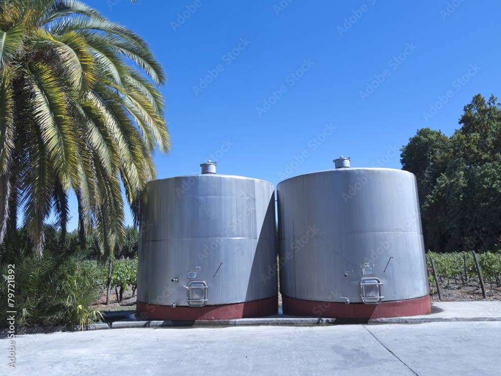 Obraz premium some wine metallic fermentation tanks