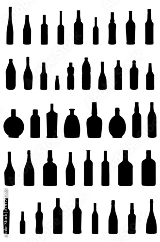 Set of silhouettes of bottles
