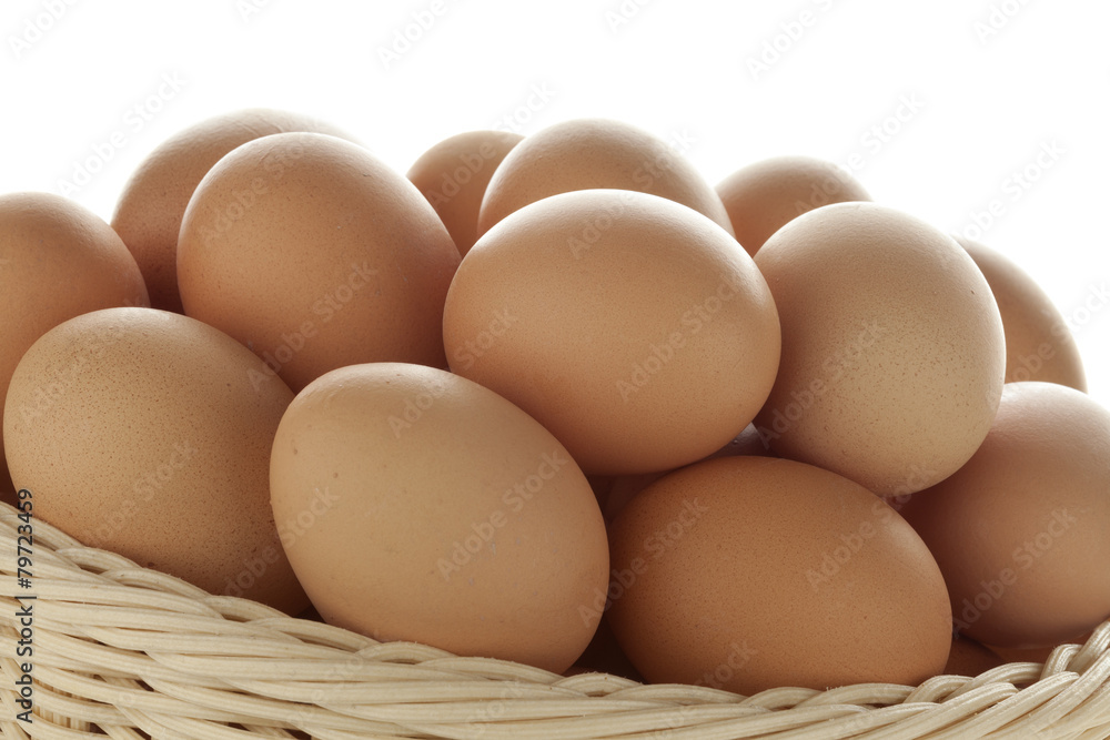 Basket with fresh eggs Basket with fresh eggs