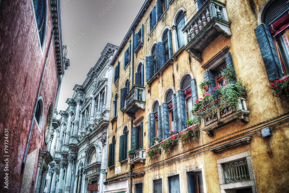 Fototapeta premium historic buildings in Venice in vintage tone