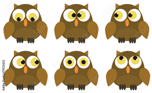 Wallpaper Mural Collection of 6 owl characters Torontodigital.ca