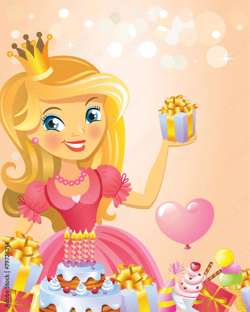 Happy Birthday, Princess, greeting card. Happy Birthday, Princess, greeting card.