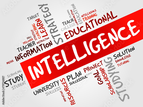 Intelligence word cloud, education concept