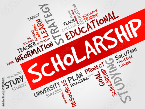 Scholarship word cloud, education concept
