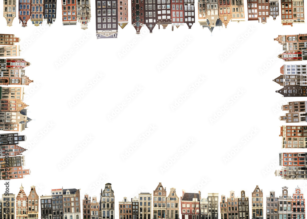 Fototapeta premium Amsterdam, Netherlands houses and streets, city view