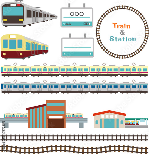 電車と駅の素材