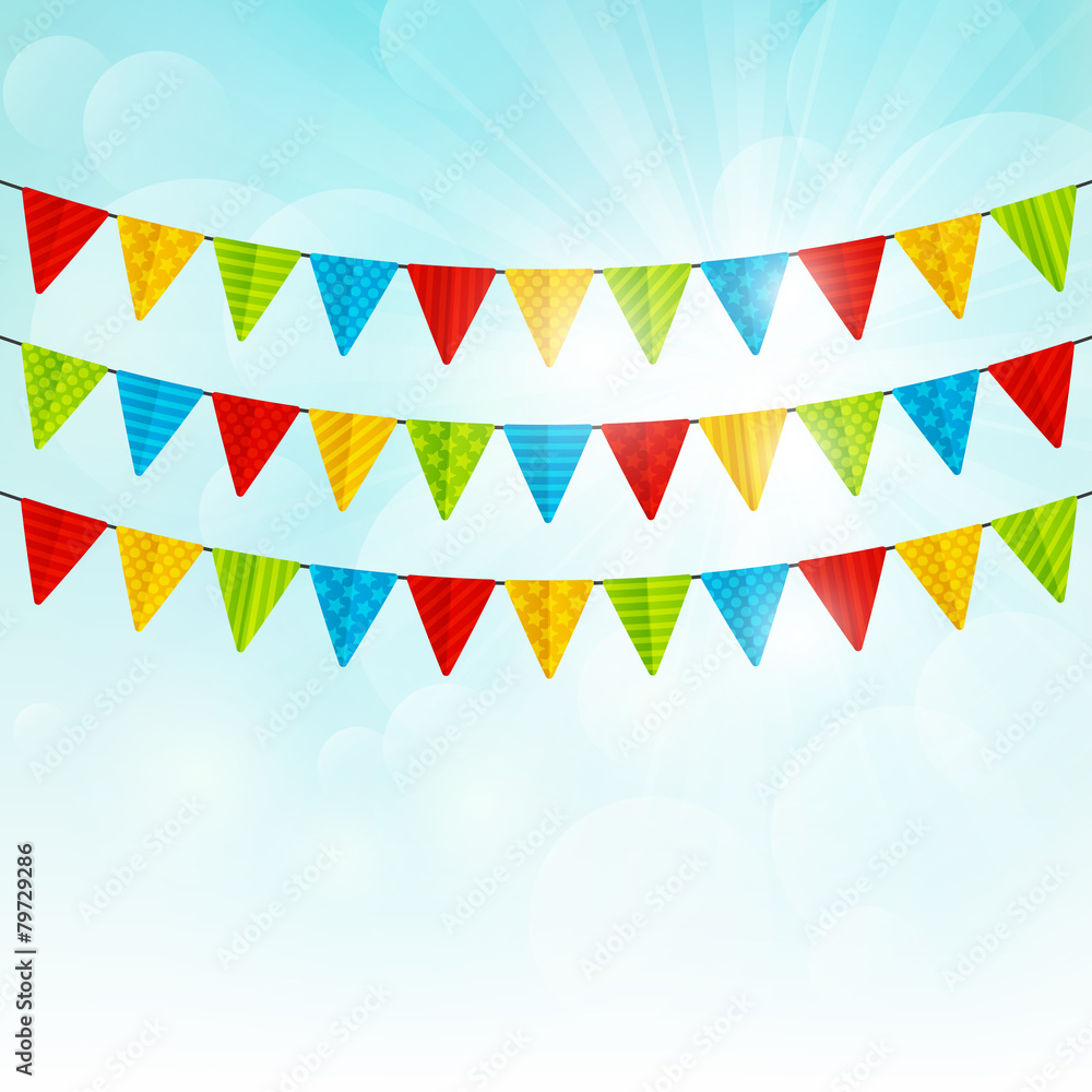 Color party flags on sunny background Color party flags on sunny background