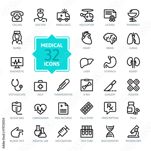 Outline web icon set - Medicine and Health symbols
