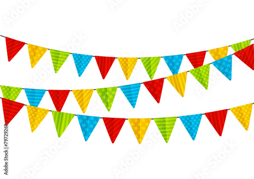Color party flags isolated on white