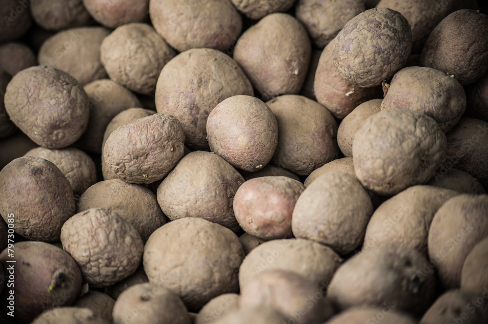 Ταπετσαρία Lots of wrinkled, wizened potatoes (Solanum tuberosum) on marketplace