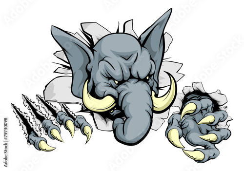 Elephant ripping through background