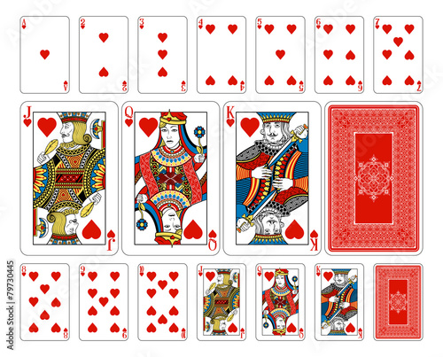 Bridge size Heart playing cards plus reverse