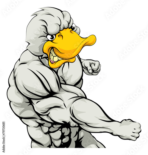 Punching duck mascot